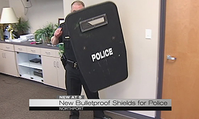 Flash portable bullet proof shield