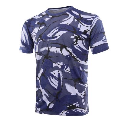 Militare blu camo cotone maglia T-shirt