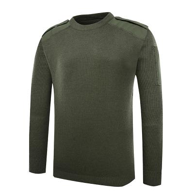 maglione uomo pullover o collo verde lana militare
