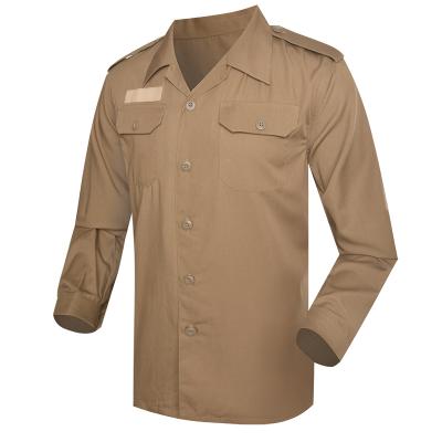 Ufficiale militare marrone giallastro epaulet camicia a maniche lunghe