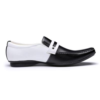 Scarpe d'affari in pelle vera in bianco e nero