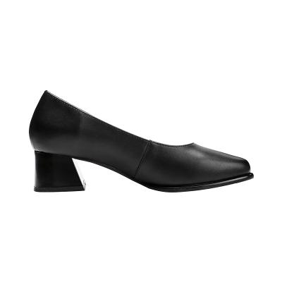 Scarpe con tacco alto in vera pelle nera da donna, stile poliziotto